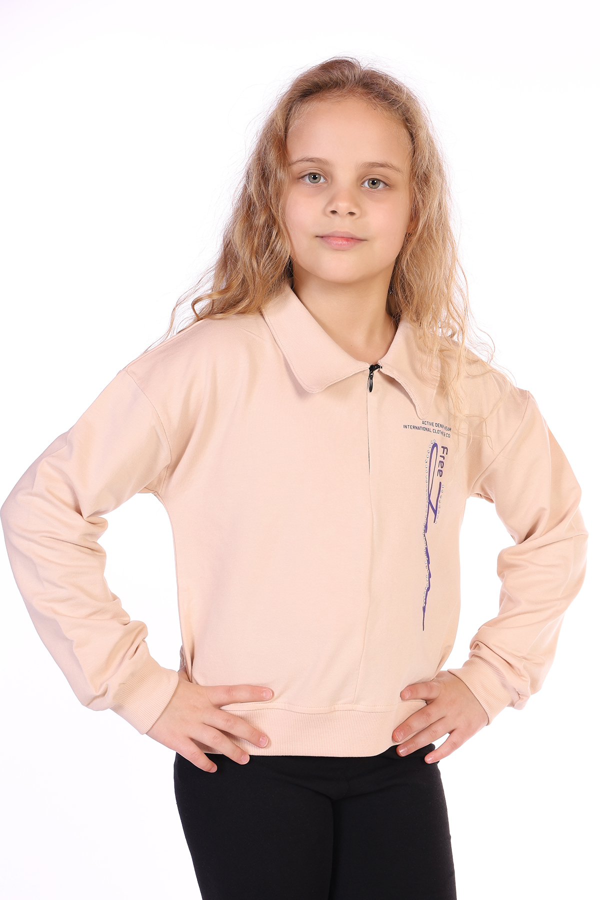 Toontoy Kız Çocuk Free Jeans Baskılı Sweatshirt
