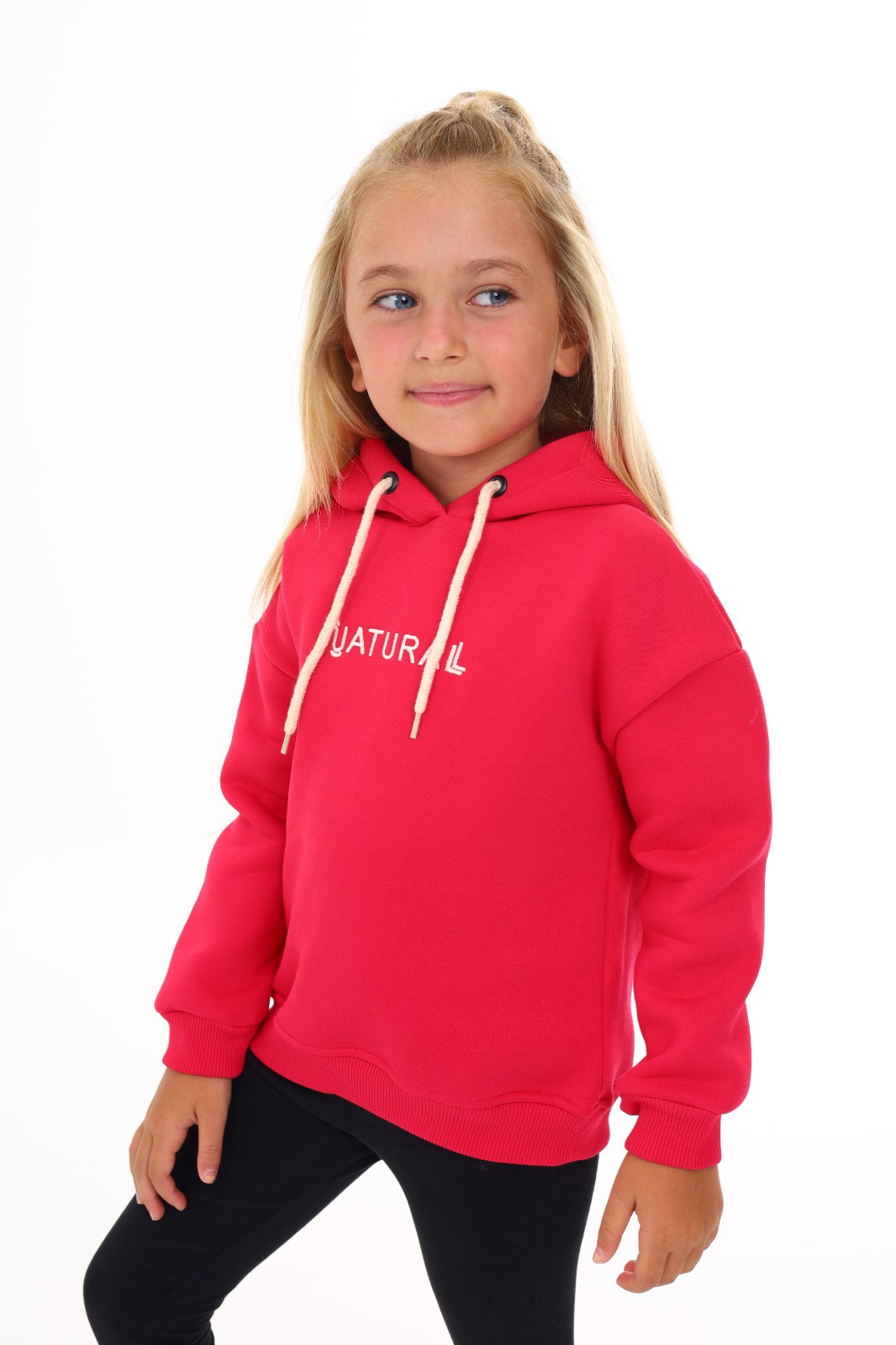 Toontoy Kız Çocuk Kapüşonlu Natural Nakışlı Sweatshirt