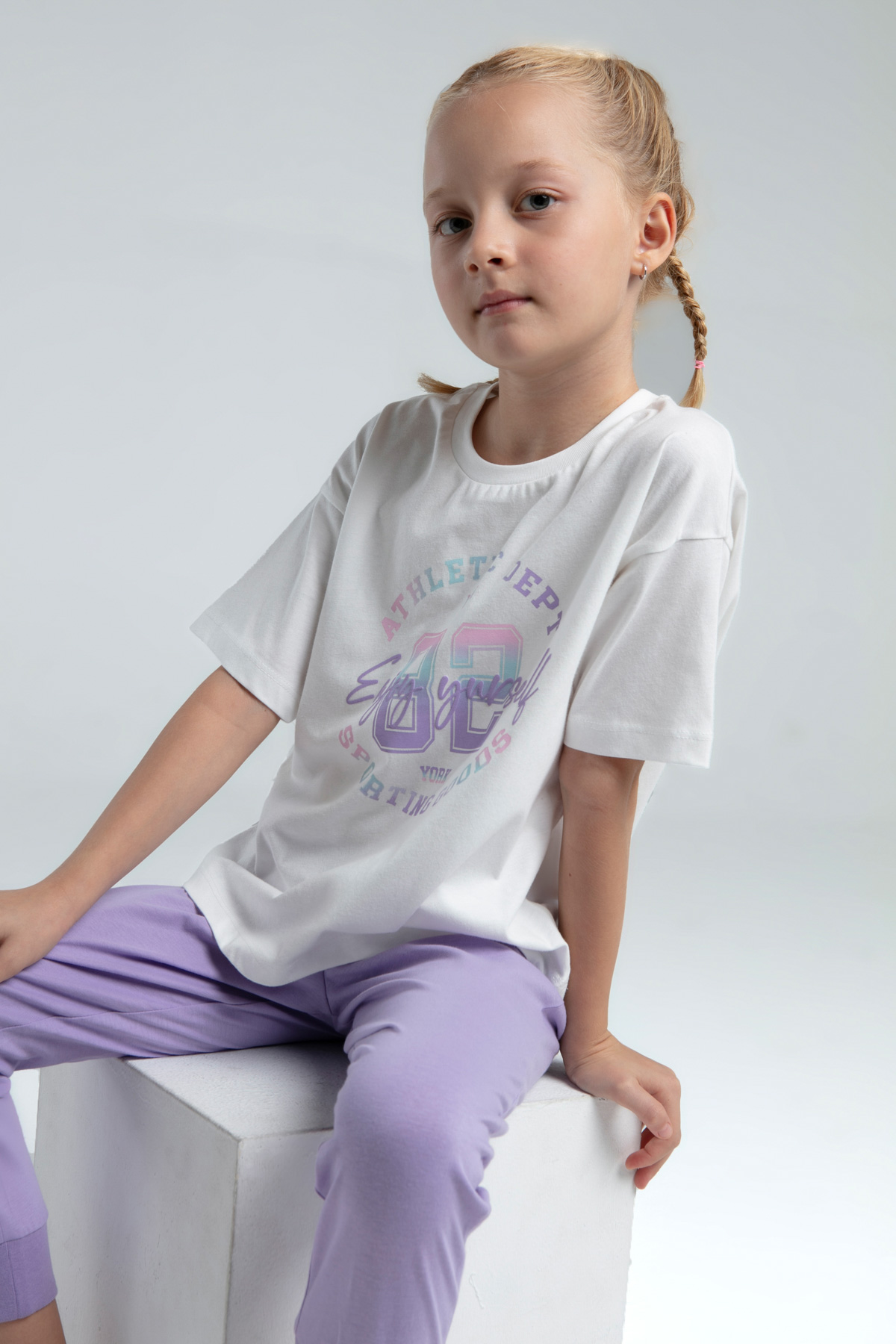 Toontoy Kız Çocuk Önü  Baskılı Pijama Takım 14098
