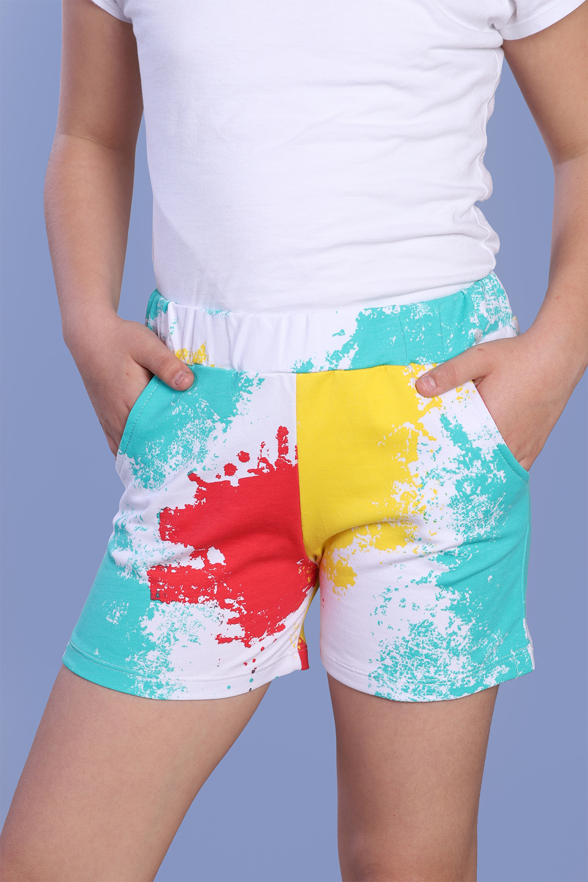 Toontoy Kız Çocuk Batik Desenli İki Yanı Cepli Şort