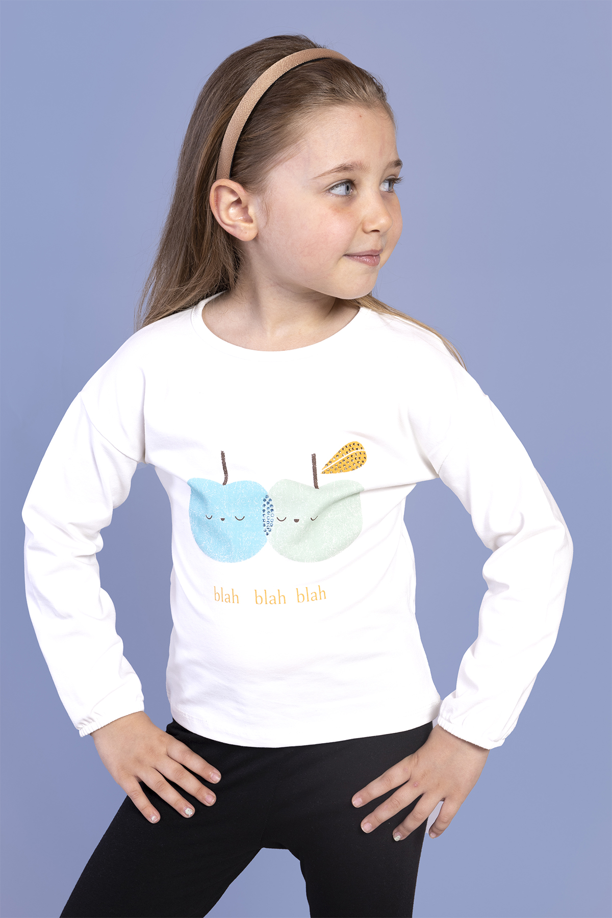 Toontoy Kız Çocuk Baskılı Kol Ucu Lastikli Sırtı Nakış Detaylı Ti
