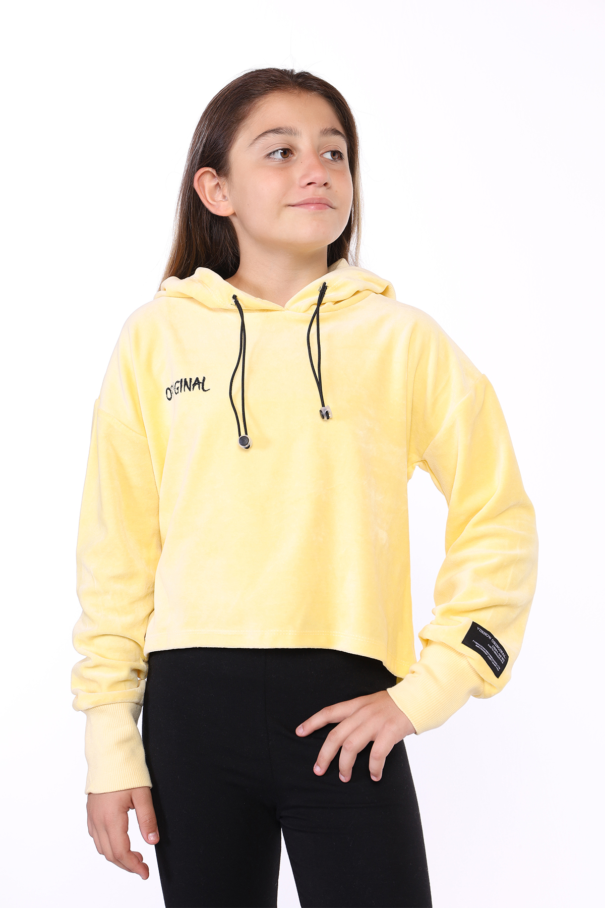 Toontoy Kız Çocuk Kapüşonlu Kadife Sweatshirt