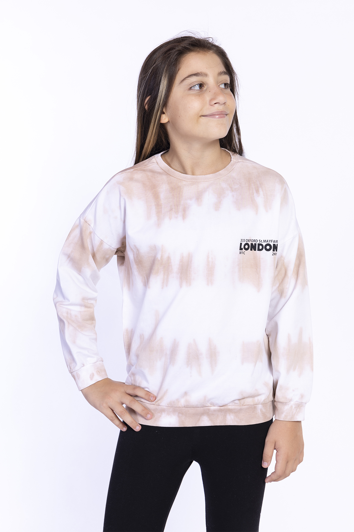 Toontoy Kız Çocuk Batik Desenli Sweatshirt