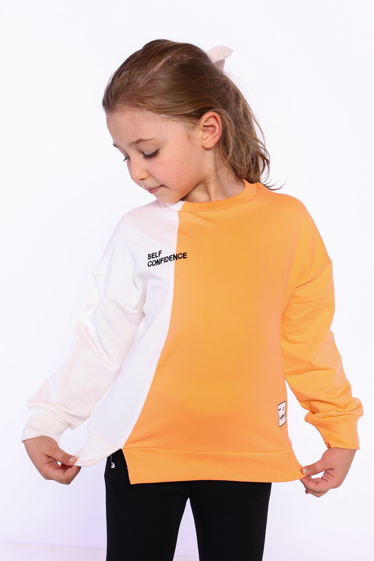 Toontoy Kız Çocuk Blok Kesikli Sweatshirt