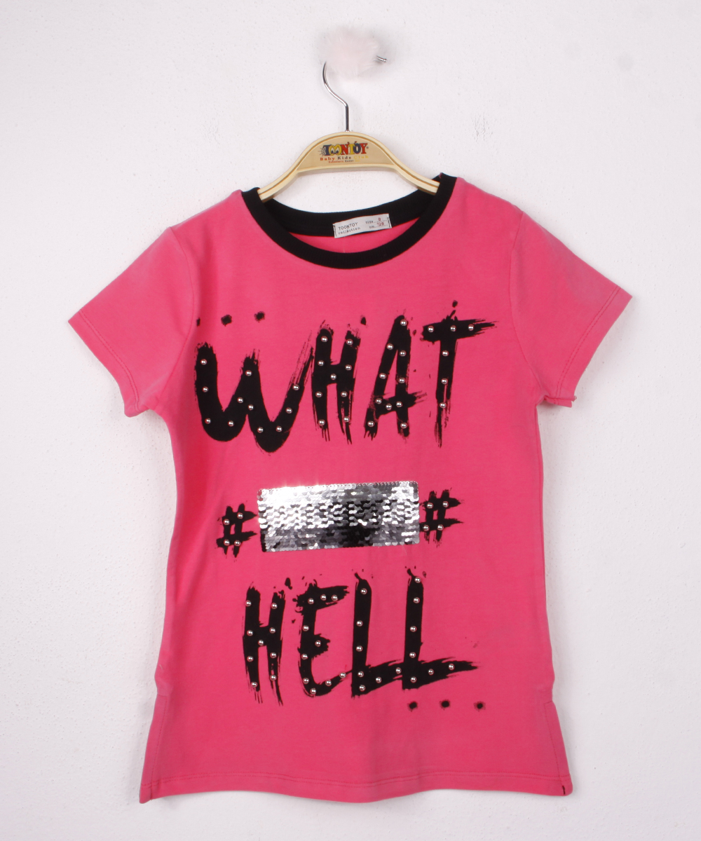 Toontoy Kız Çocuk Pullu İnci Detaylı T-Shirt