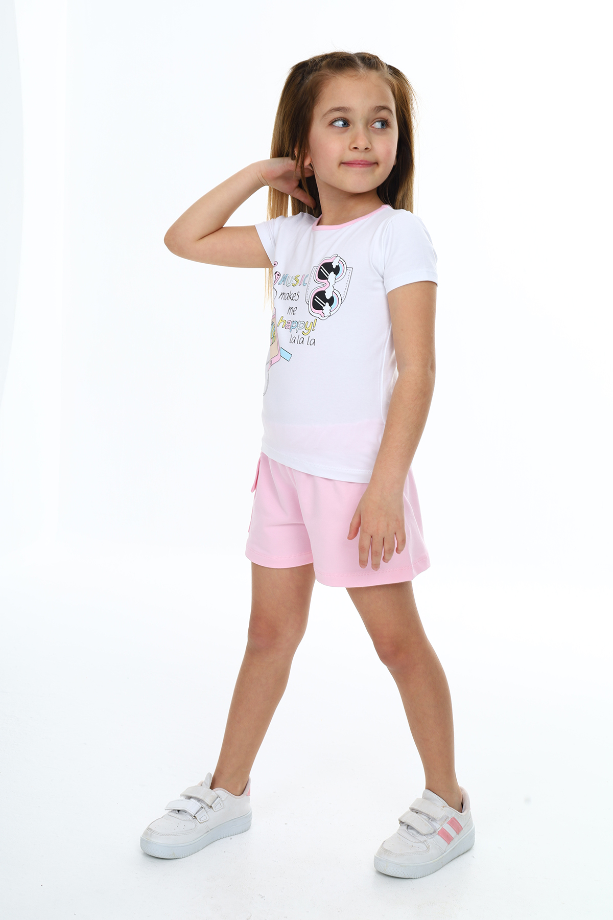 Toontoy  Kız Çocuk Mucıs Makes Me Happy  Baskılı Şortlu Takım