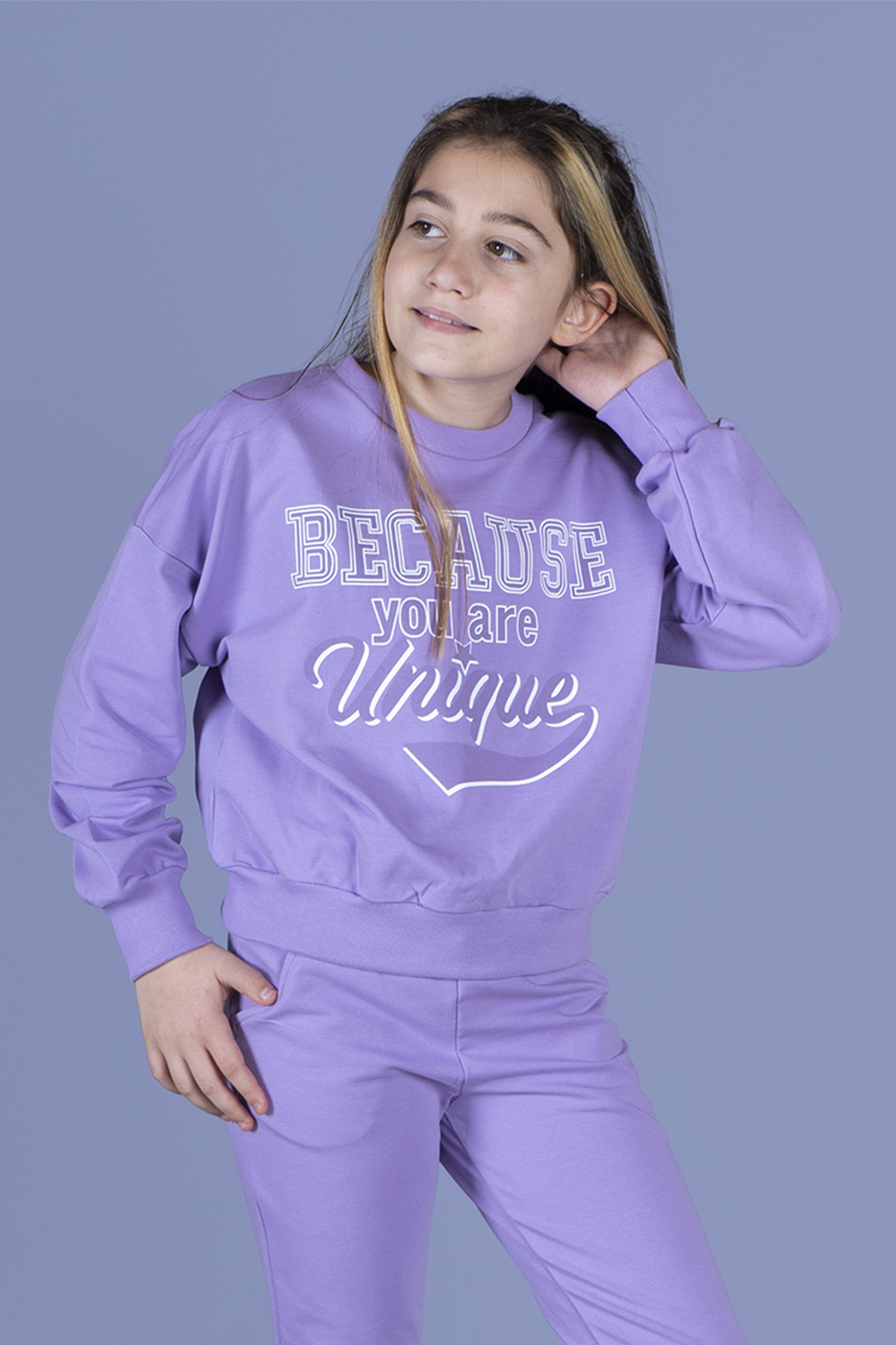 Toontoy Kız Çocuk Baskılı Düşük Kol Sweatshirt