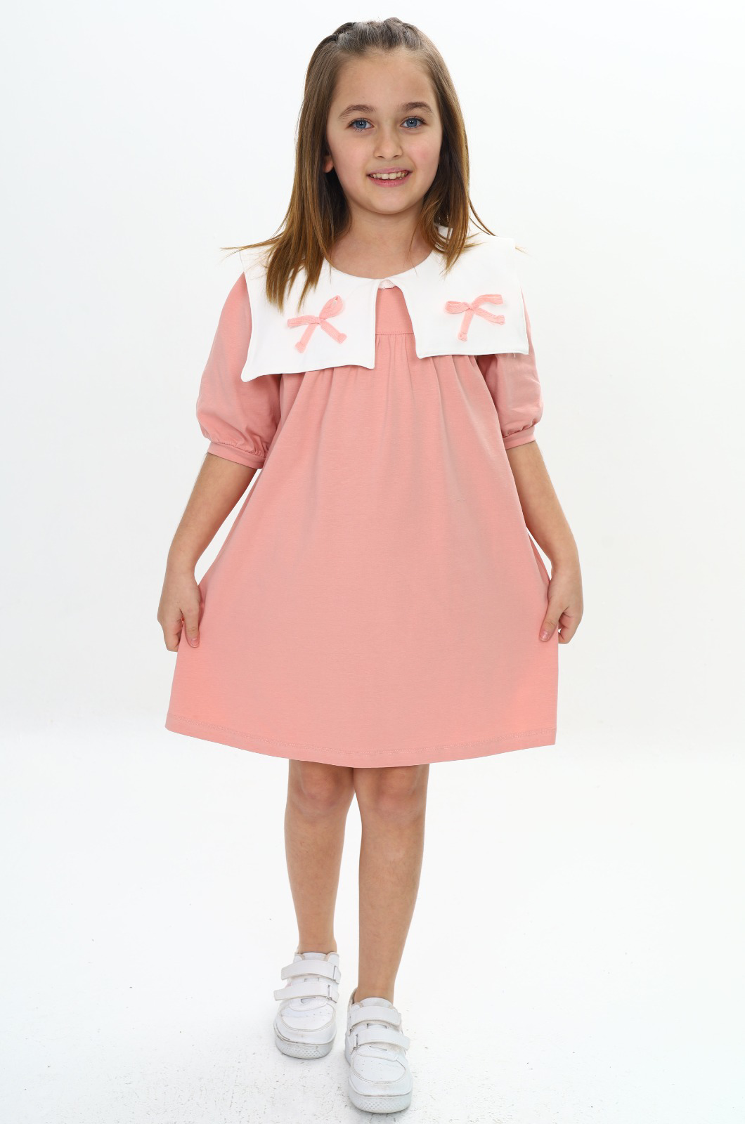 Toontoy Kız Çocuk Yaka Detaylı Elbise