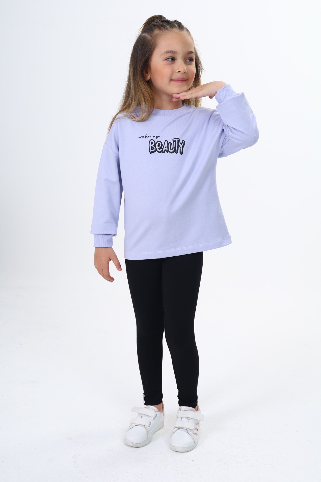 Toontoy Kız Çocuk  Beauty Baskılı Taytlı Takım