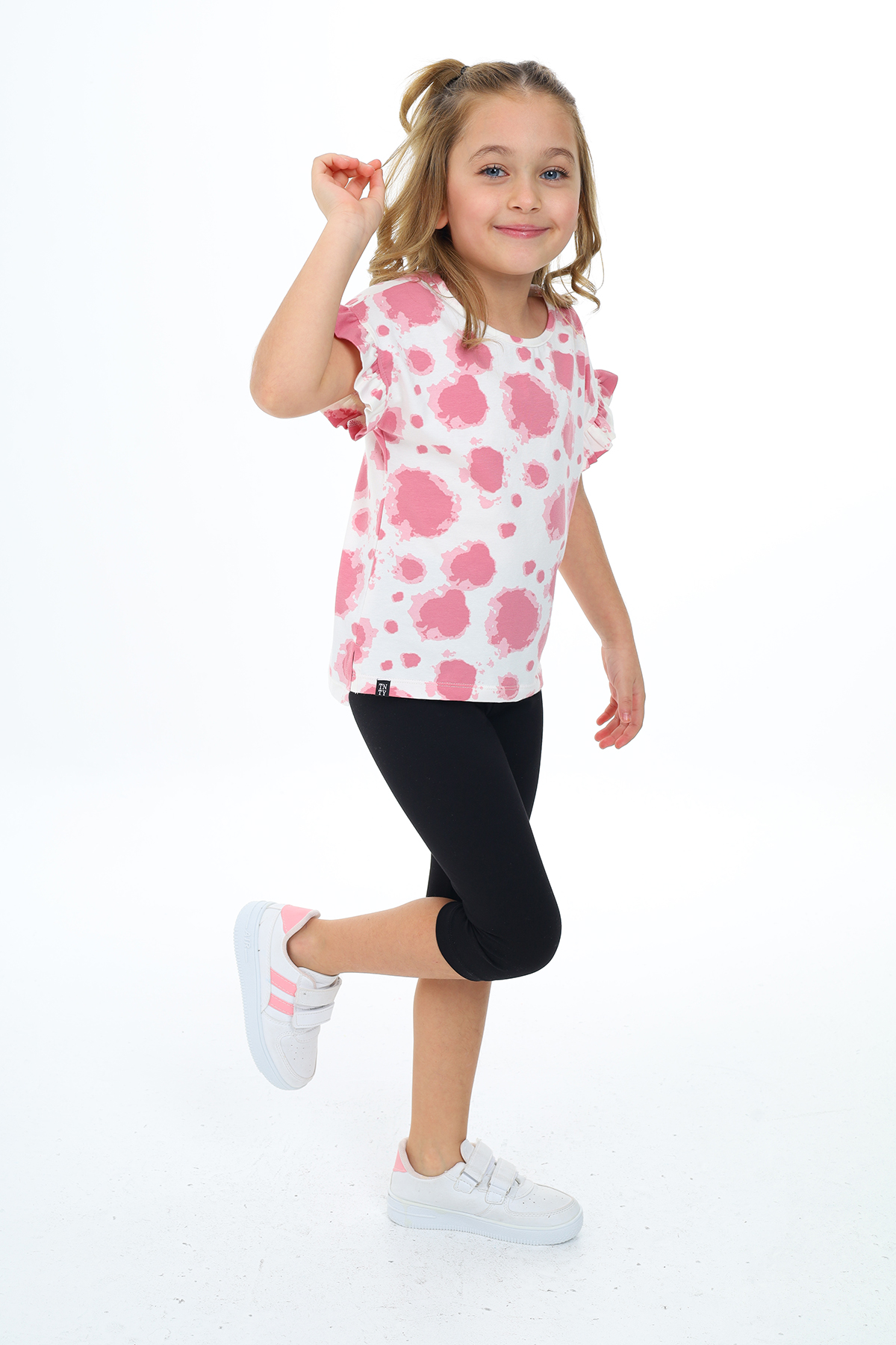 Toontoy Kız Çocuk Batik Desenli Armalı Kaprili Takım