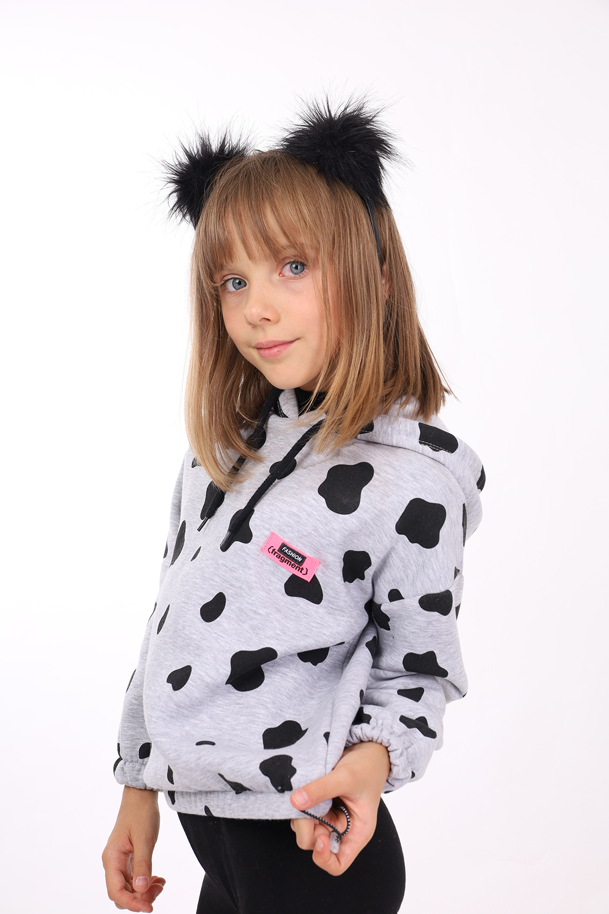 Toontoy Kız Çocuk Komple İnek Baskılı Sweatshirt