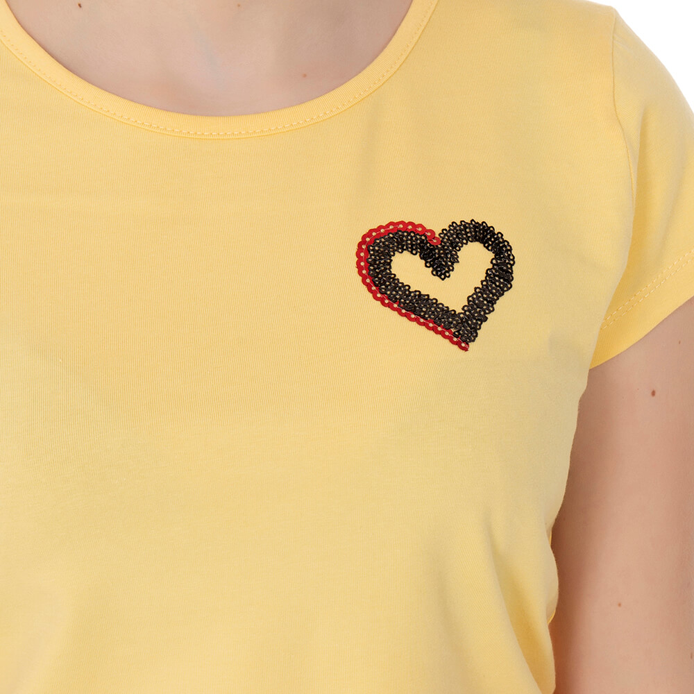 Toontoy  Kız Çocuk T-Shirt Kalp Nakışlı