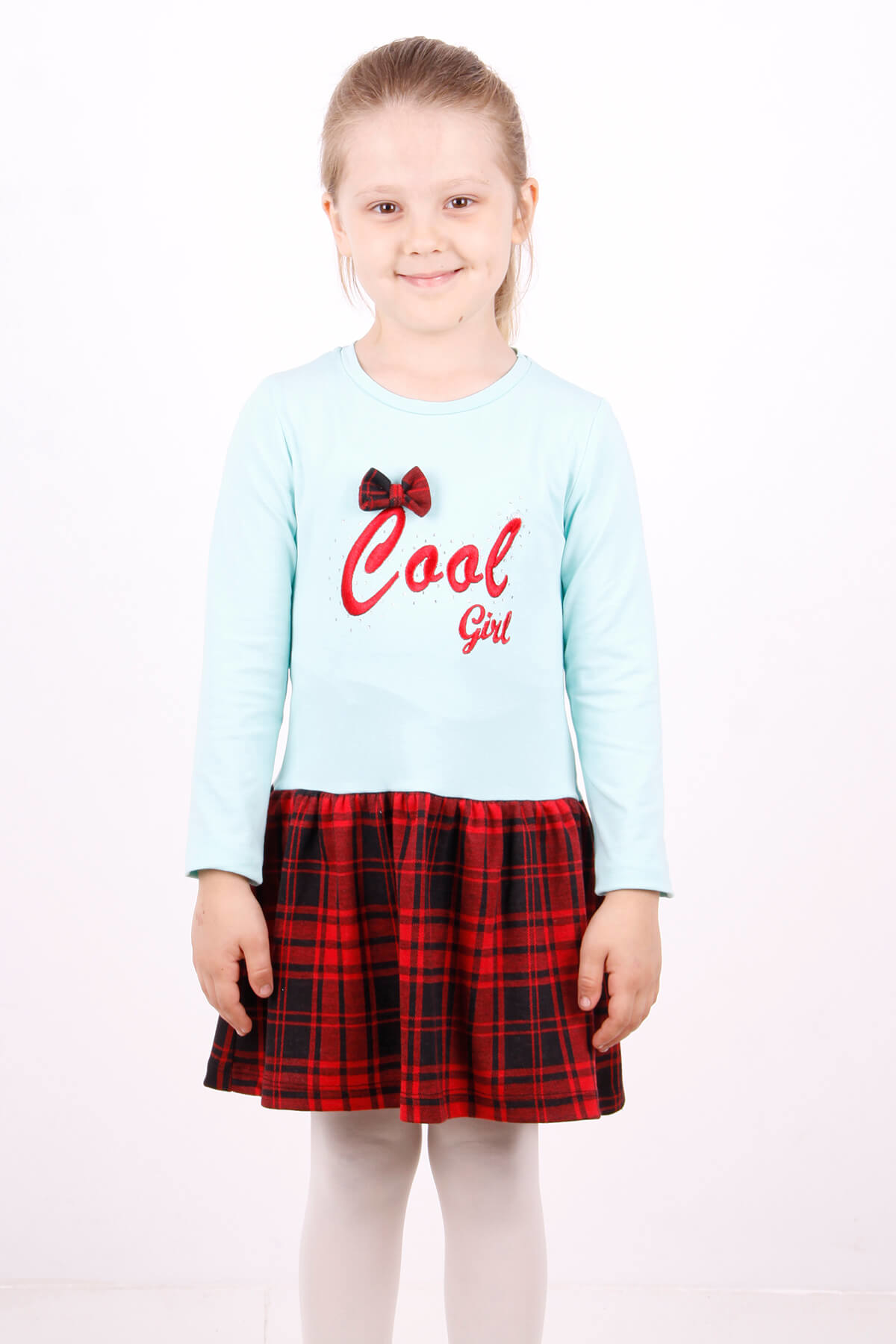 Toontoy Kız Çocuk Cool Yazı Nakışlı Elbise