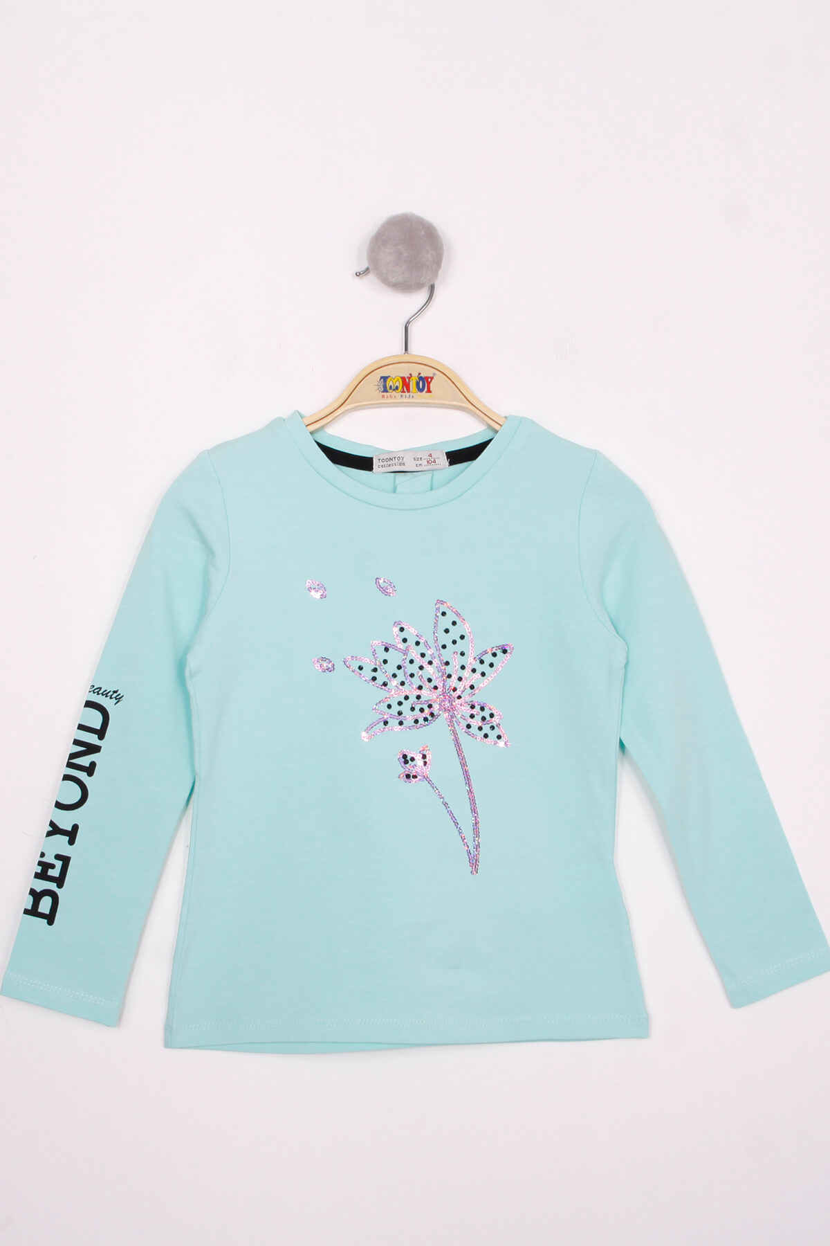 Toontoy Kız Çocuk Çiçek Nakışlı T-Shirt