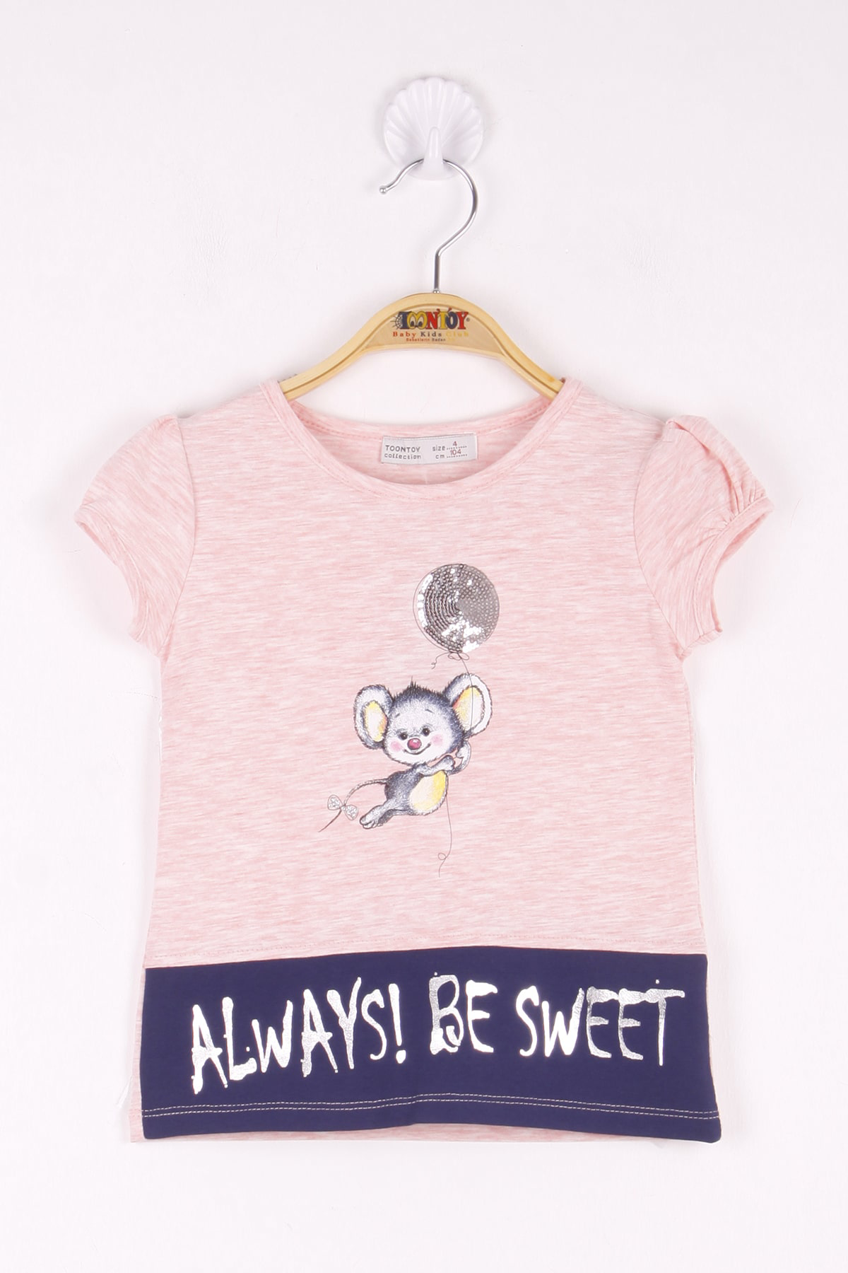 Toontoy Kız Çocuk Pul İşlemeli Baskılı T-Shirt