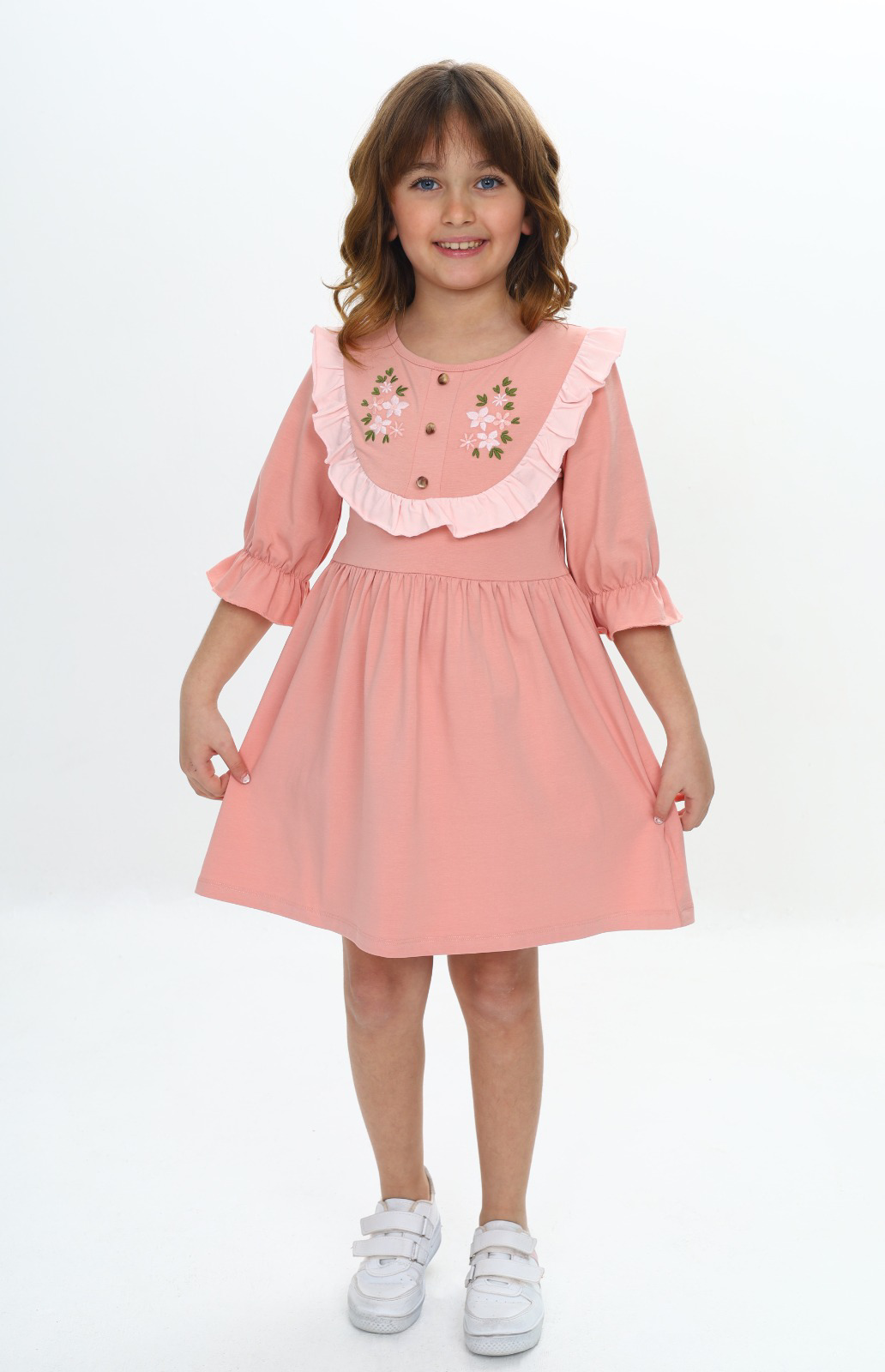 Toontoy Kız Çocuk Nakış Desenli Elbise