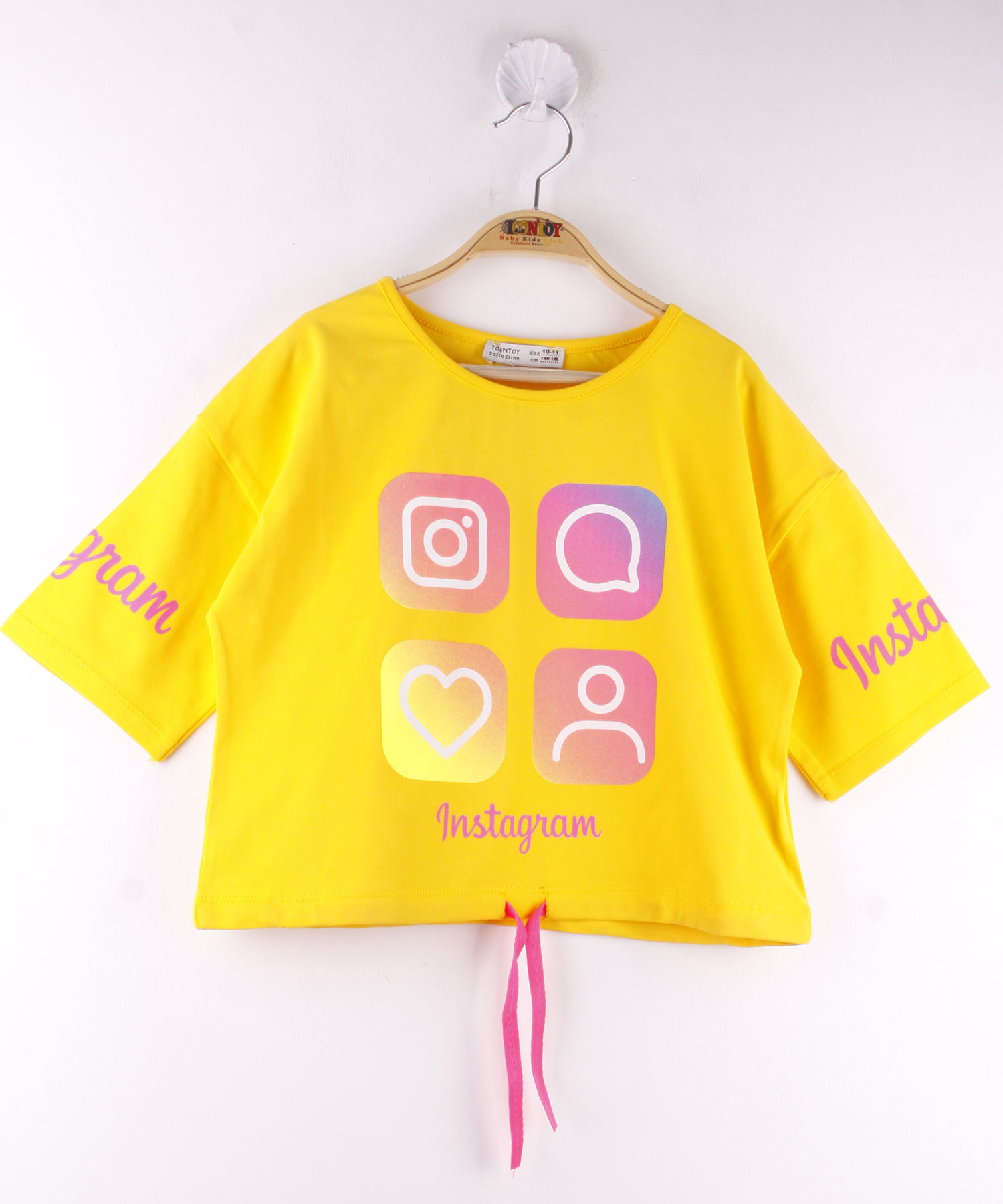 Toontoy Kız Çocuk Instagram Baskılı Crop Tişört