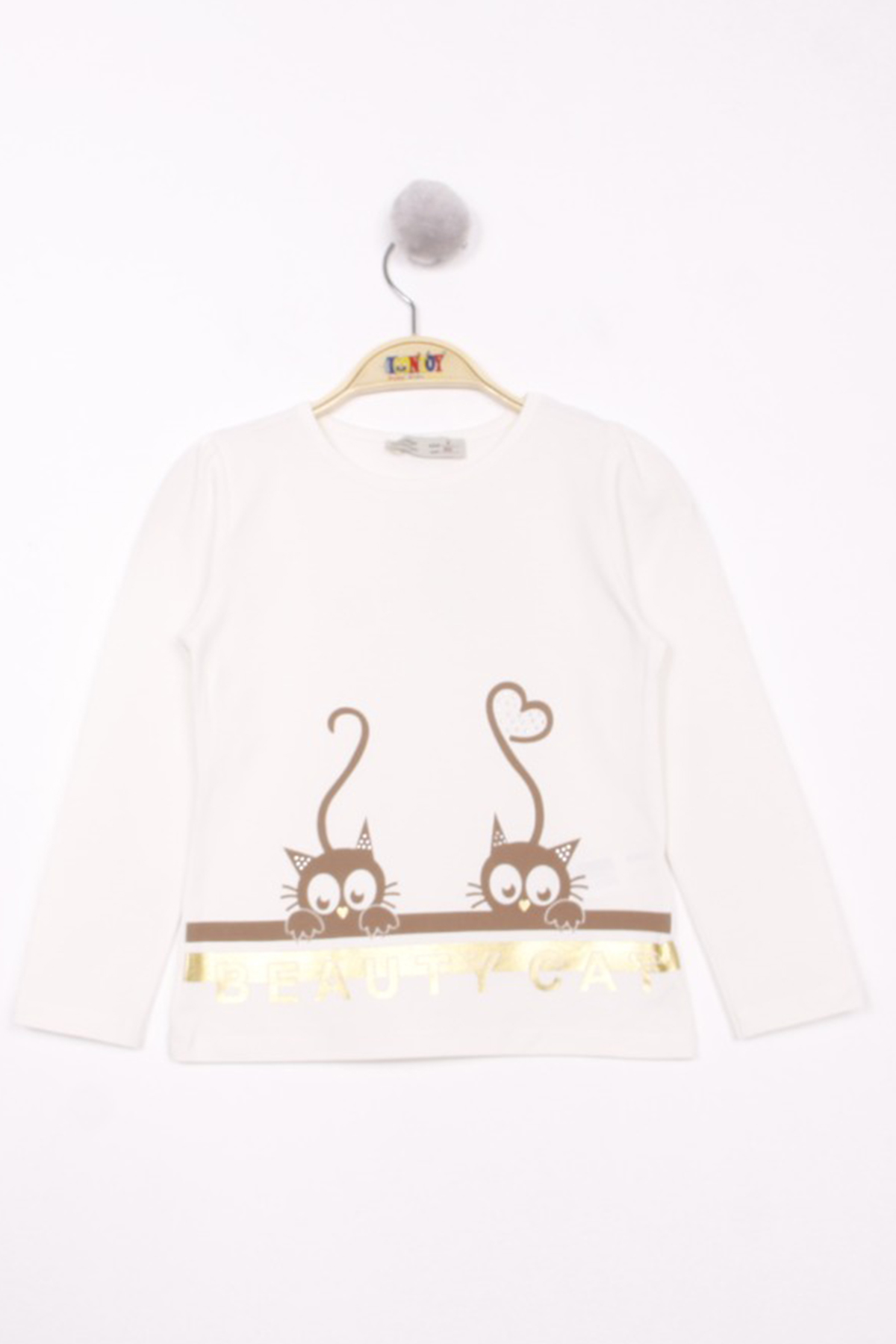 Toontoy Kız Çocuk Kedi Baskılı T-Shirt