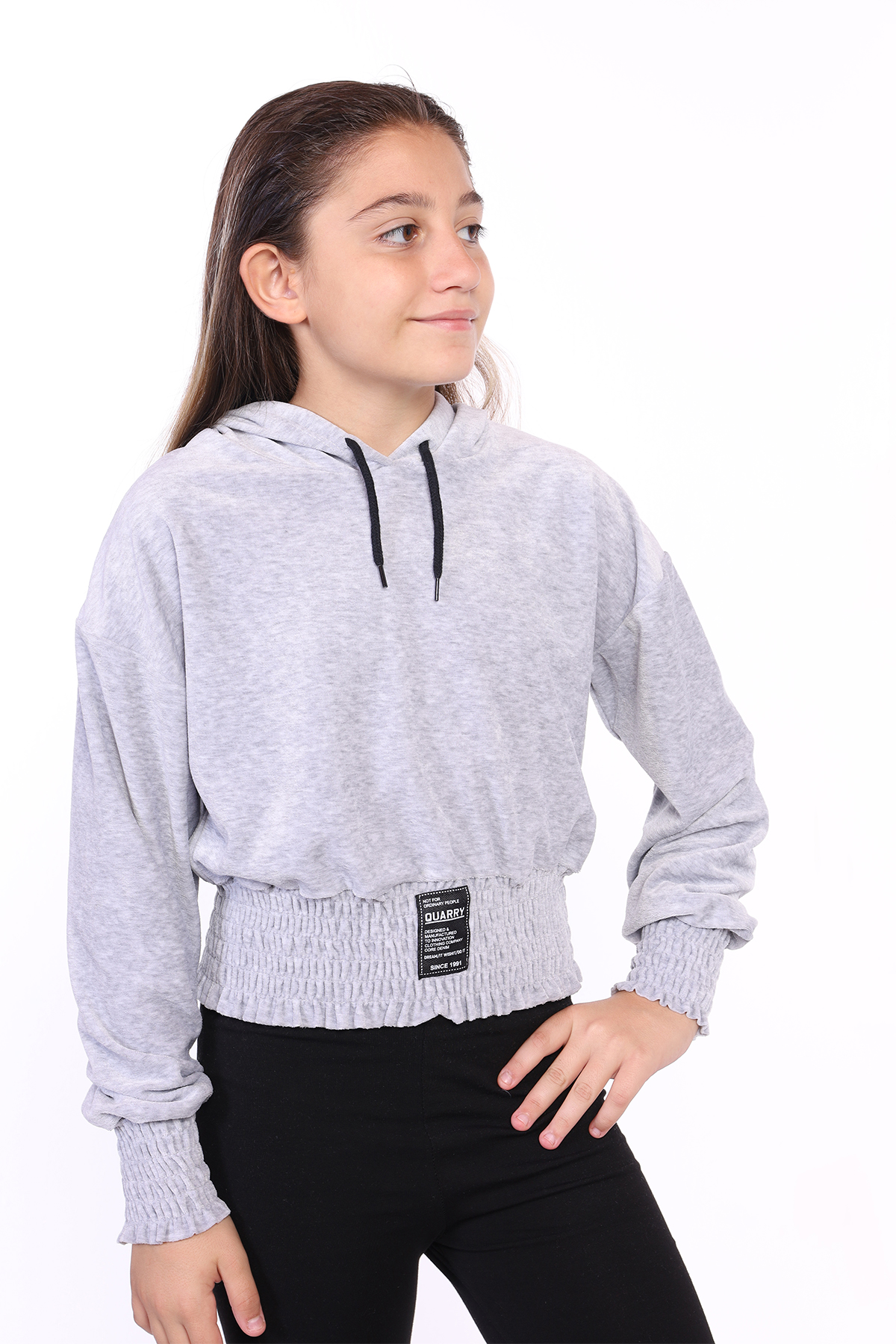 Toontoy Kız Çocuk Kapüşonlu Kadife Sweatshirt