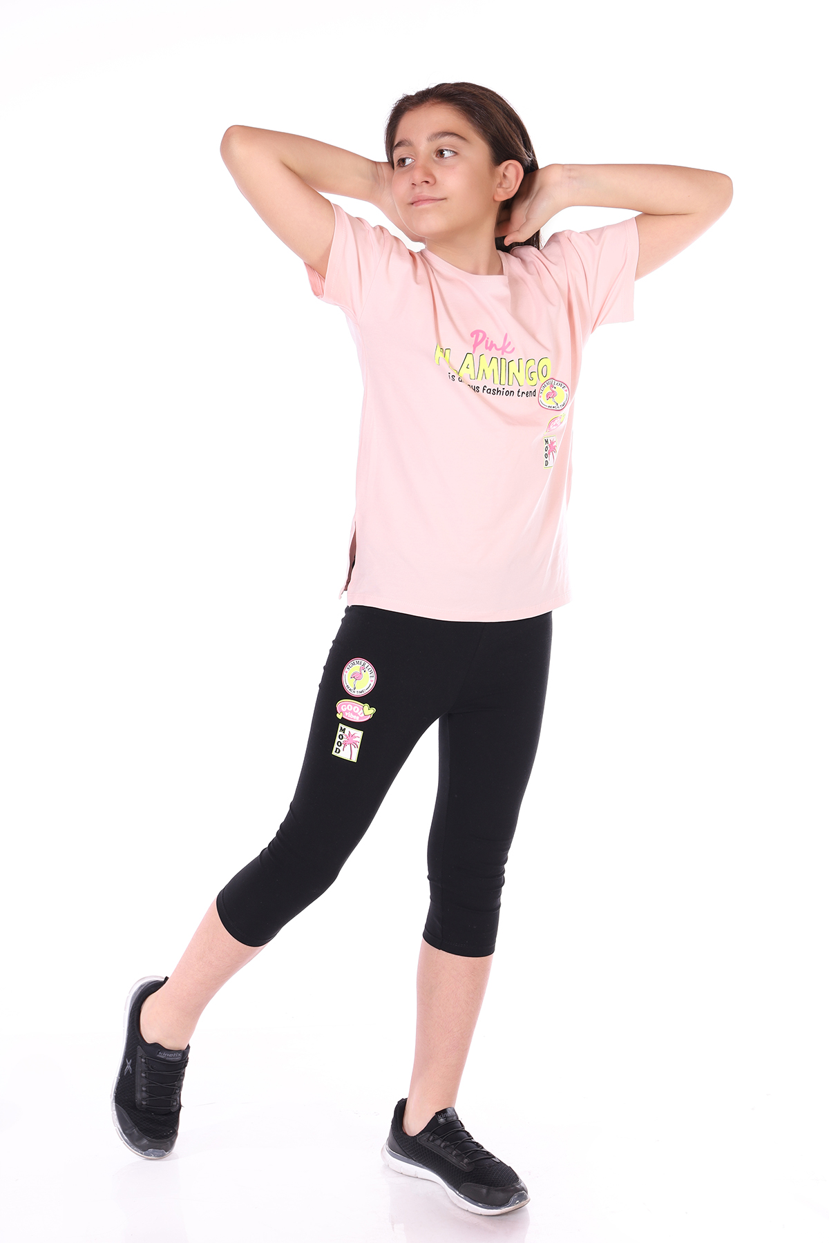 Toontoy Kız Çocuk Pink Flamingo Baskılı Kaprili Takım