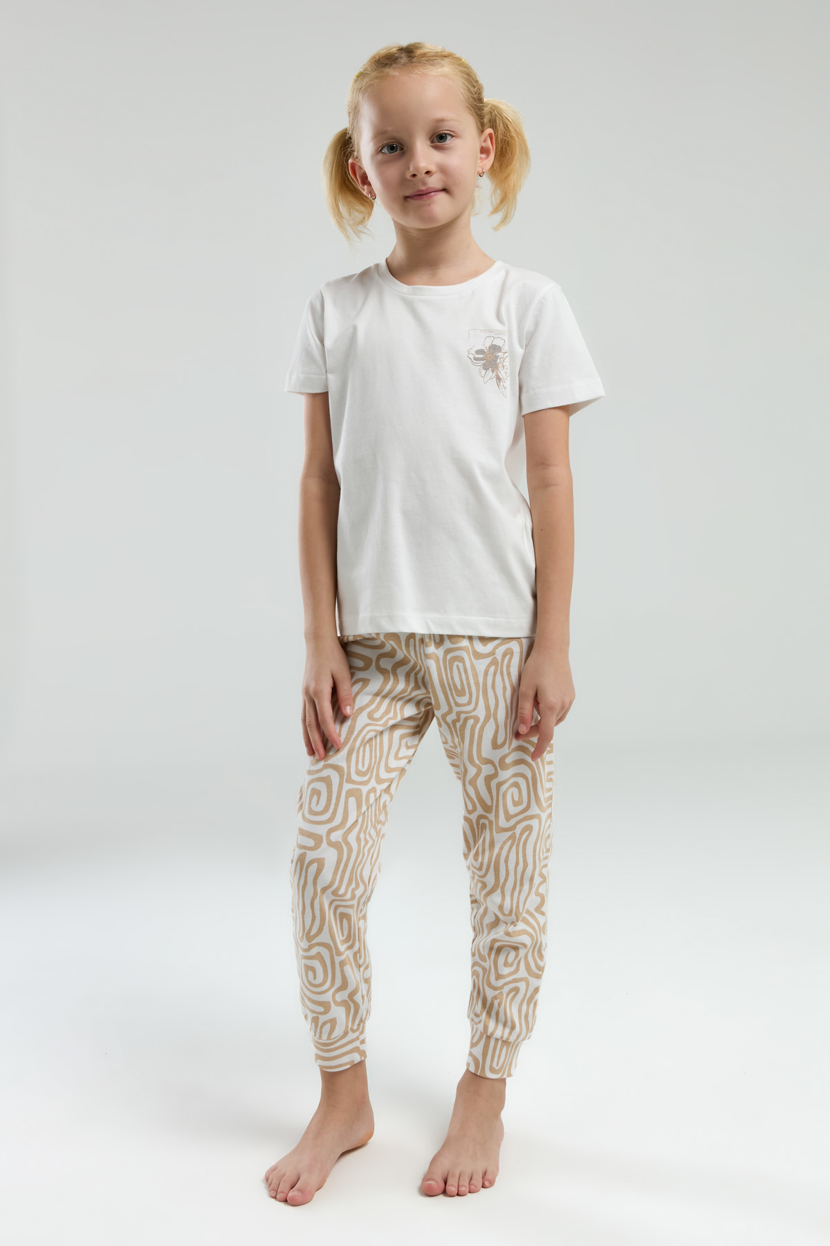 Toontoy Kız Çocuk Göğsü Baskılı Pijama Takım