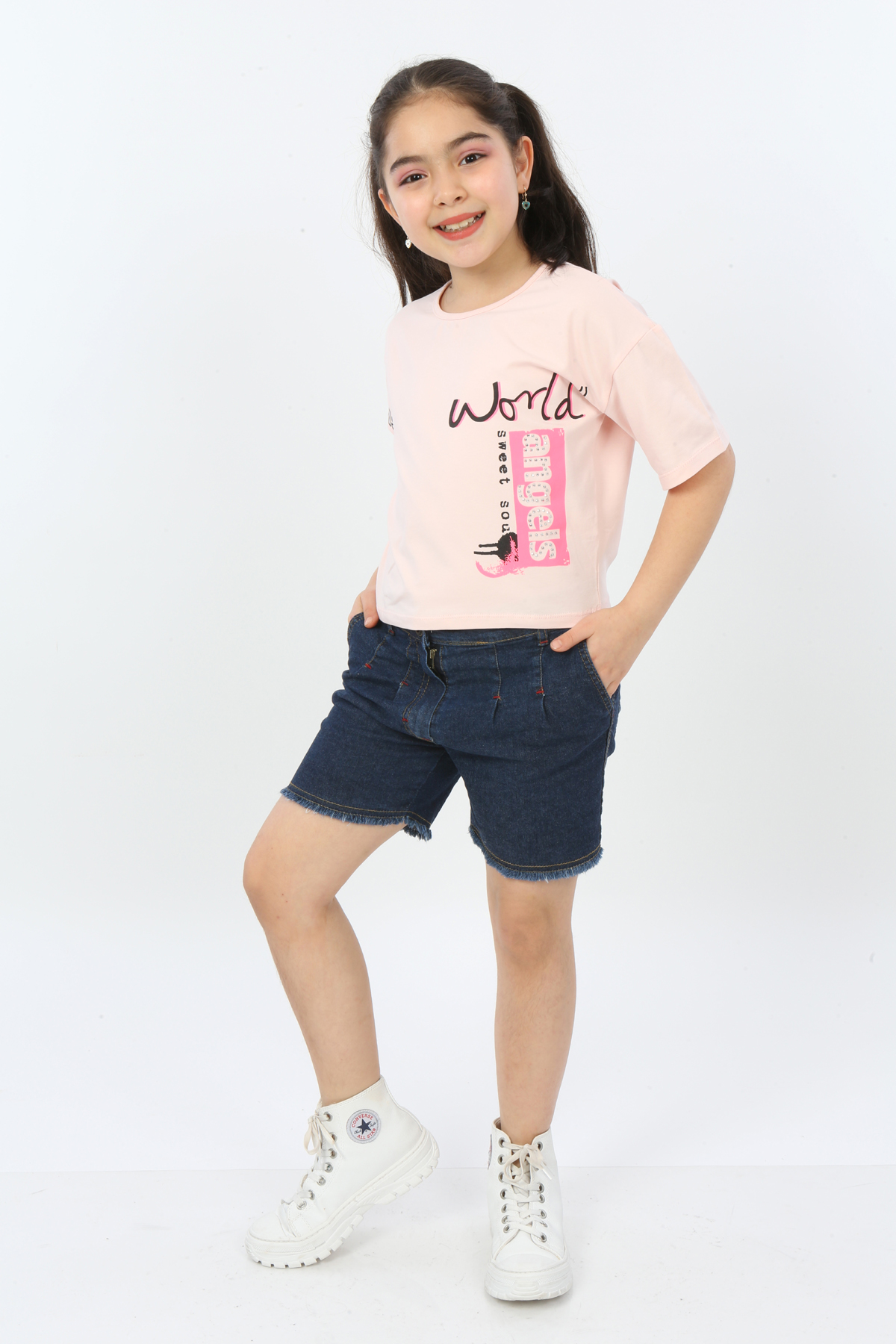 Toontoy Kız Çocuk World Baskılı Tişört