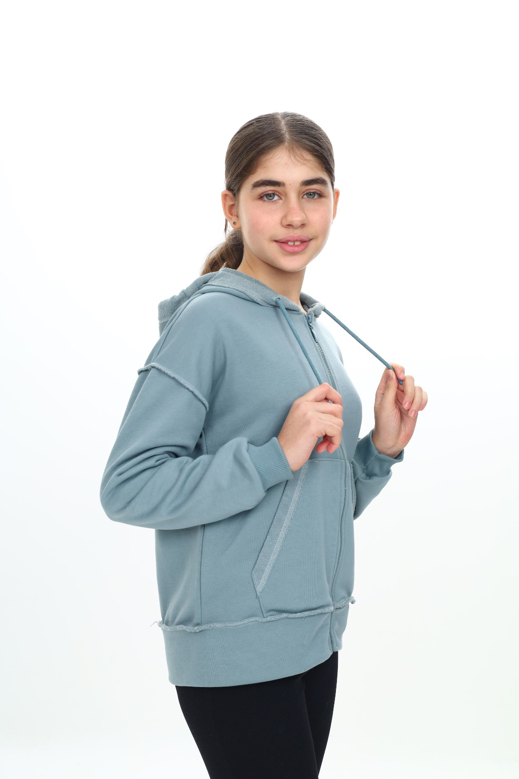 Toontoy  Kız Çocuk  Kirli Dikişli Kapüşonlu Hırka