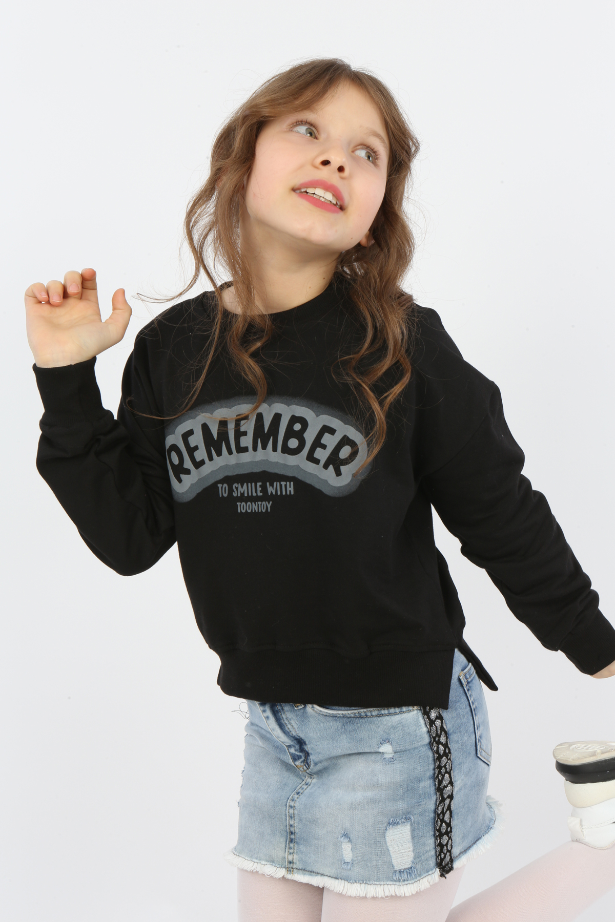 Toontoy Kız Çocuk Remember Baskılı Sweatshirt