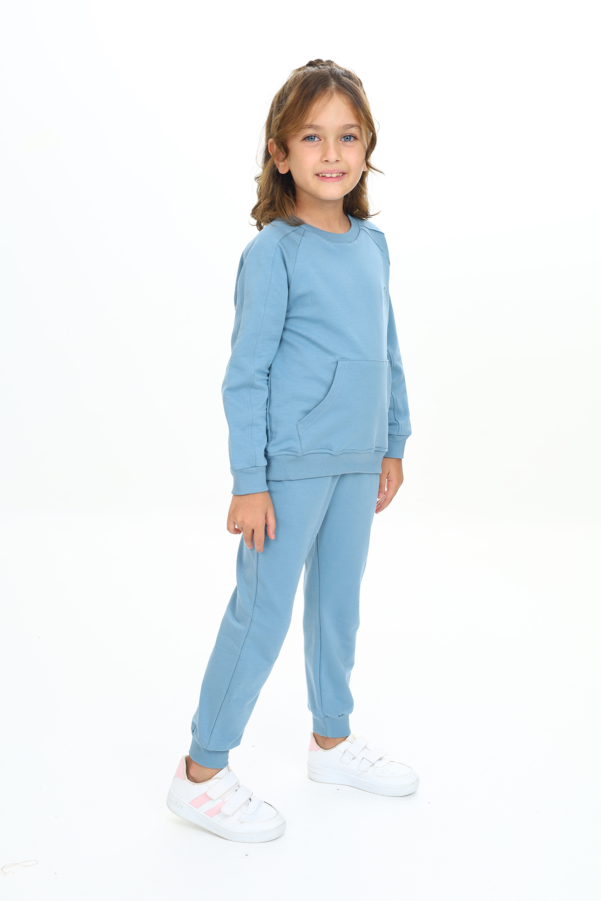Toontoy Kız Çocuk Reglan Kol Kanguru Cepli Nakışlı Eşofman Takım