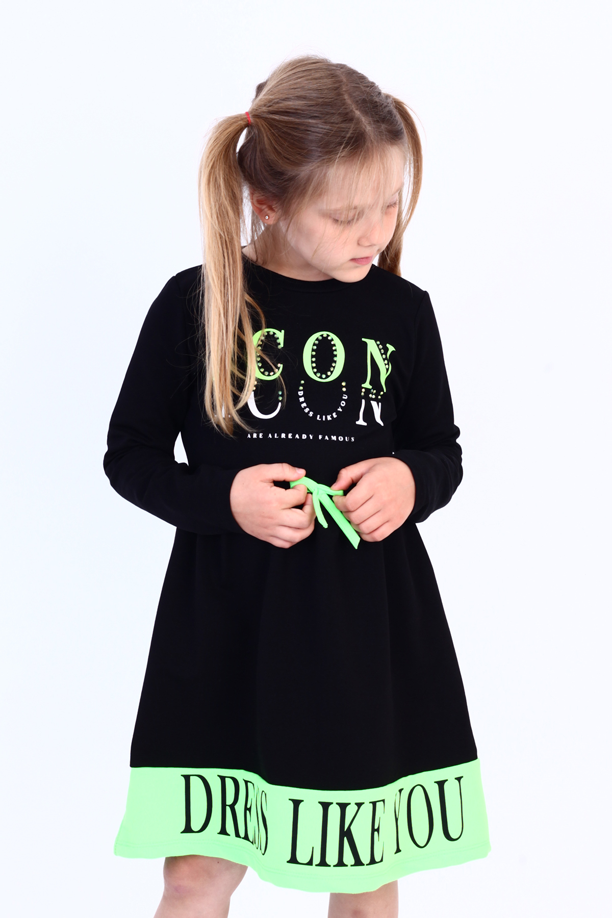Toontoy Kız Çocuk Icon Baskılı Elbise