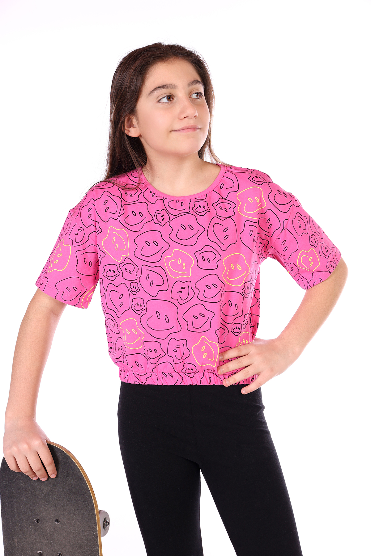 Toontoy Kız Çocuk Dik Yaka Fermuarlı Baskılı Sweatshirt