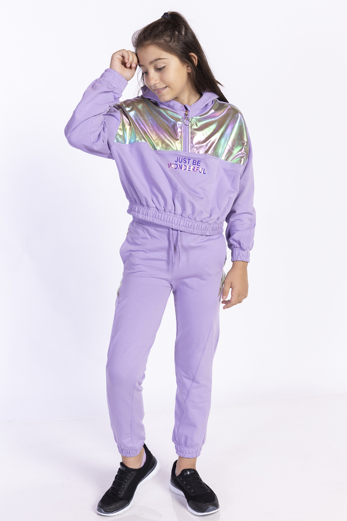 Toontoy  Kız Çocuk Hologram Detaylı Eşofman Takımı