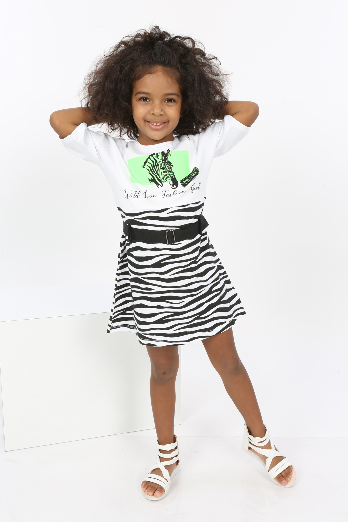Toontoy Kız Çocuk Zebra Baskılı Elbise