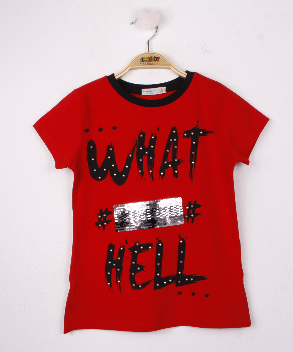 Toontoy Kız Çocuk Pullu İnci Detaylı T-Shirt