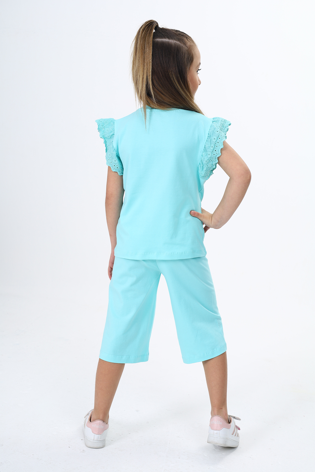 Toontoy Kız Çocuk Kol Güpür Detaylı Kaprili Takım