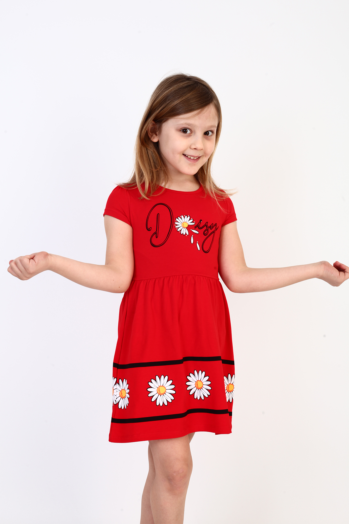 Toontoy Kız Çocuk Papatya Desenli Elbise