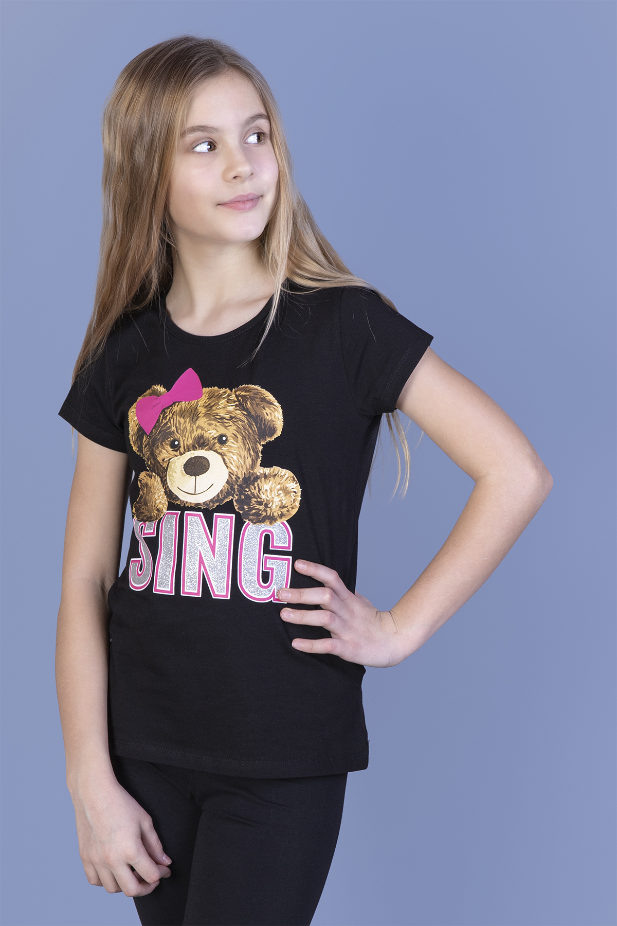 Toontoy Kız Çocuk Ayıcıklı Sıng Baskılı Tişört