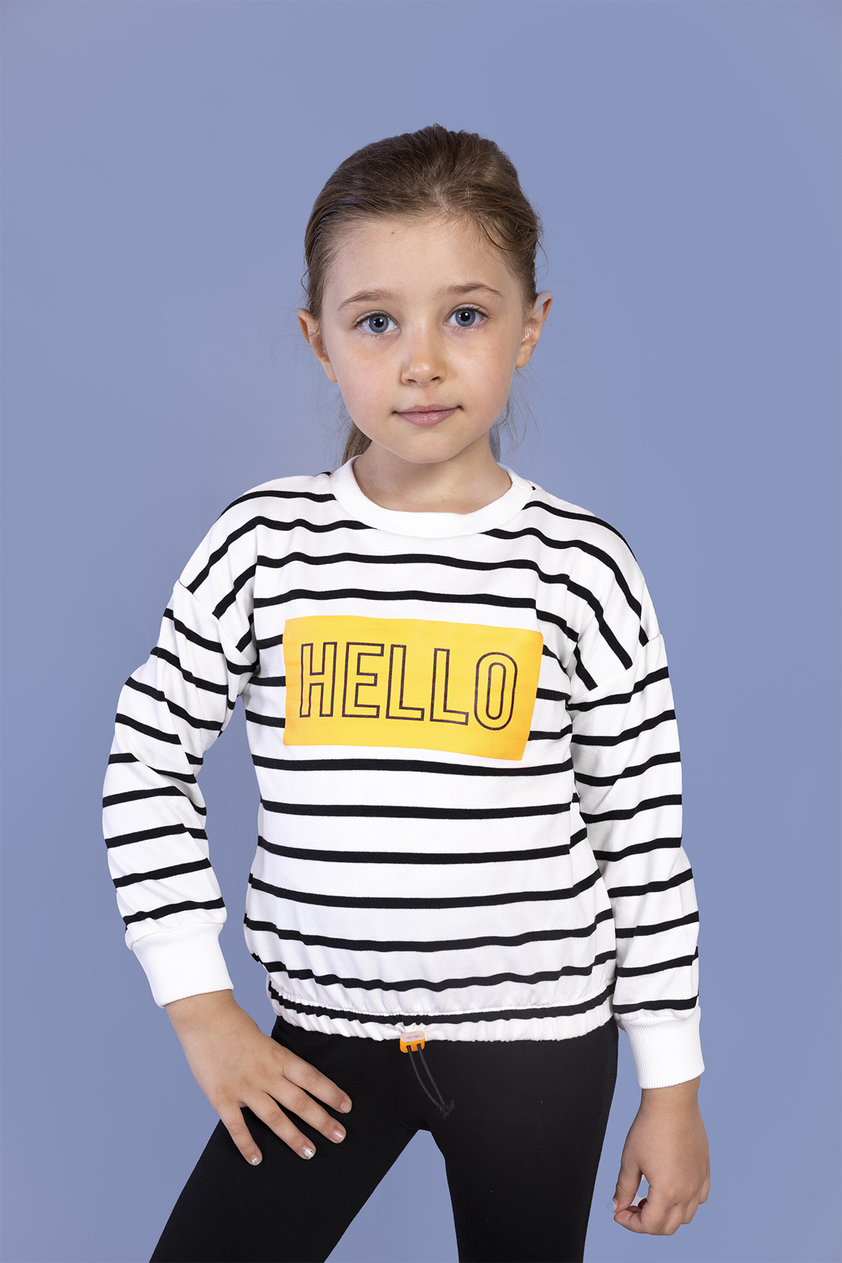 Toontoy Kız Çocuk Çizgi Desenli Baskılı Sweatshirt