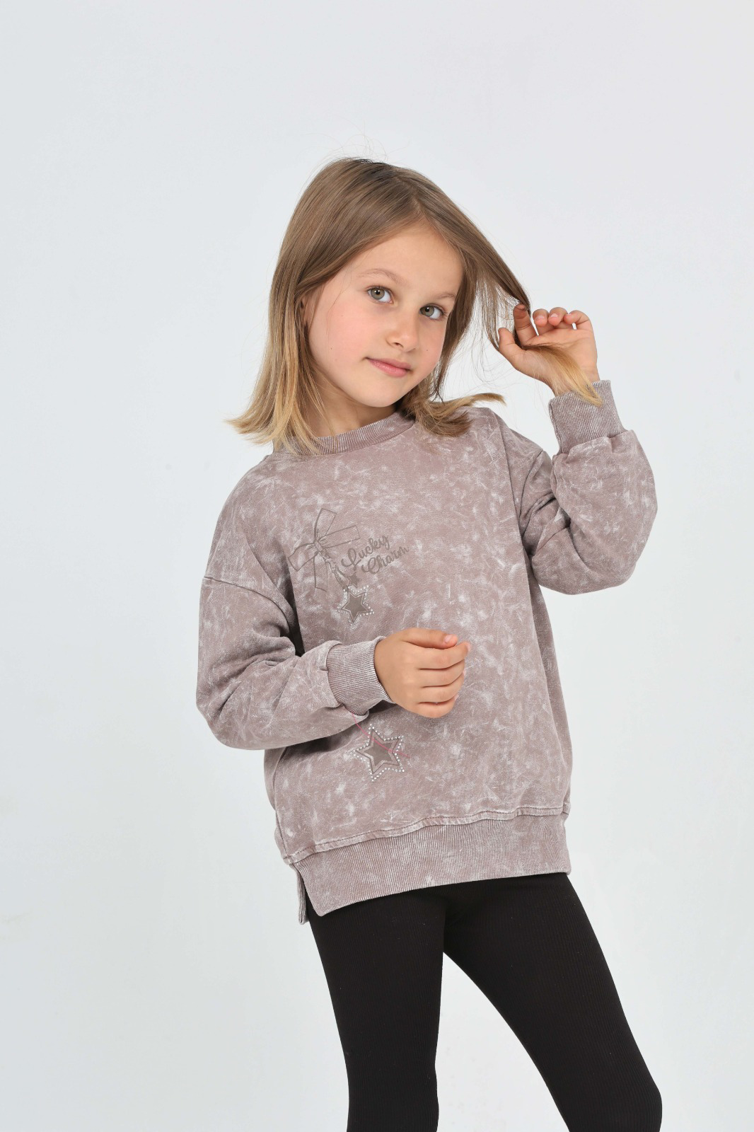 Toontoy Kız Çocuk Yıldız Baskılı Sweatshirt