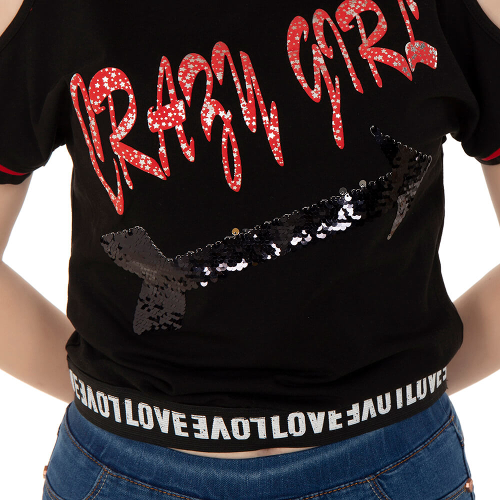 Toontoy  Kız Çocuk T-Shirt Crazy Gırl Baskılı