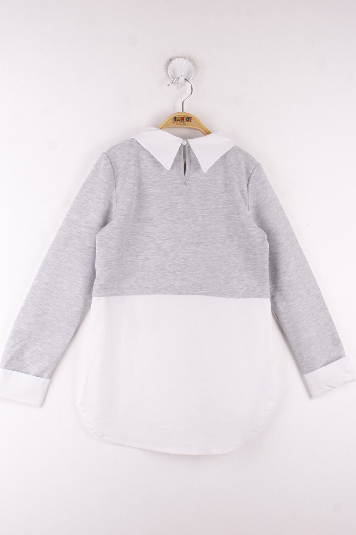 Toontoy Kız Çocuk Gömlek Detaylı Yakası İncili Okul Sweatshirt