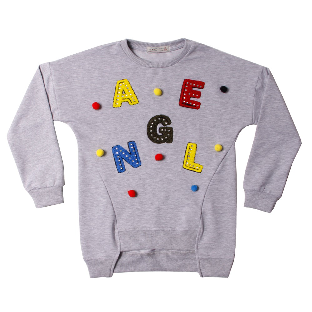 Toontoy Kız Çocuk Sweatshirt Renkli Angel Nakışlı