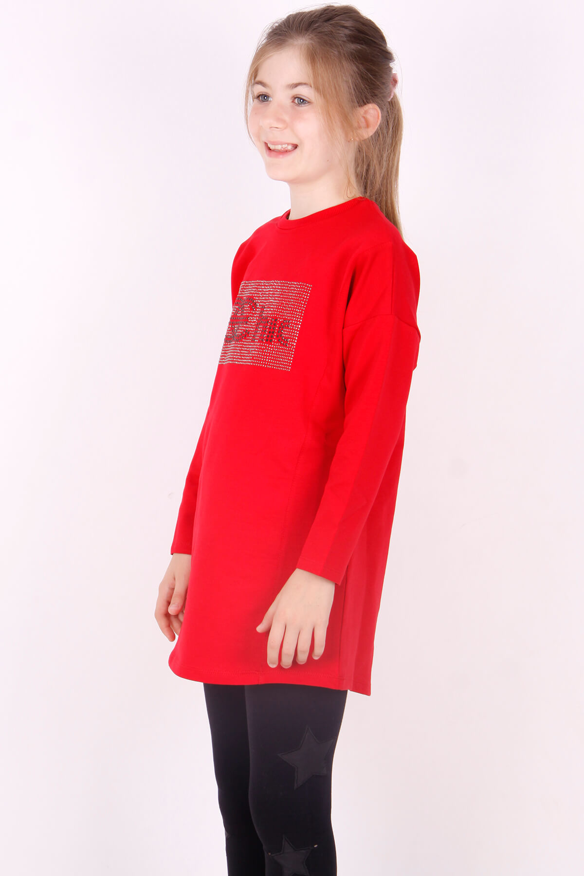 Toontoy Kız Çocuk Chic Yazılı Taş İşlemeli Tişört