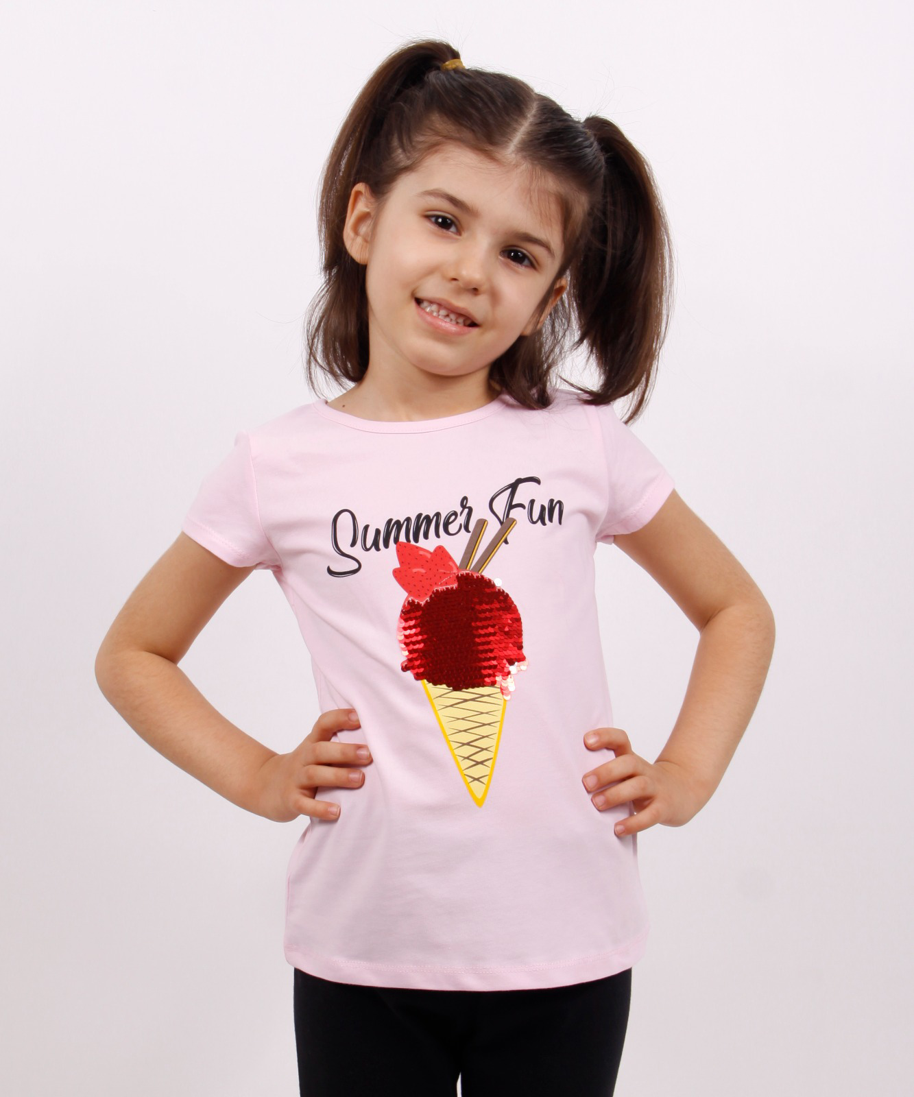 Toontoy Kız Çocuk Dondurma Baskılı Tişört