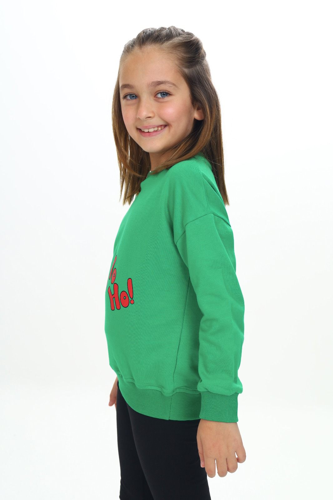 Toontoy Kız Çocuk  Kardan Adam Ho Ho Ho Baskılı Sweatshirt