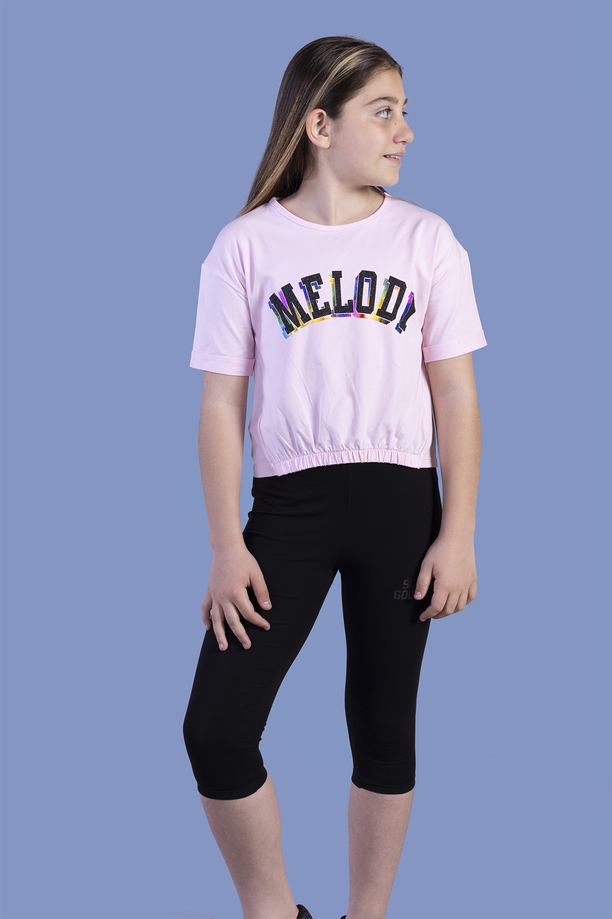 Toontoy Kız Çocuk Göğsü Pul Nakışlı T-Shirt
