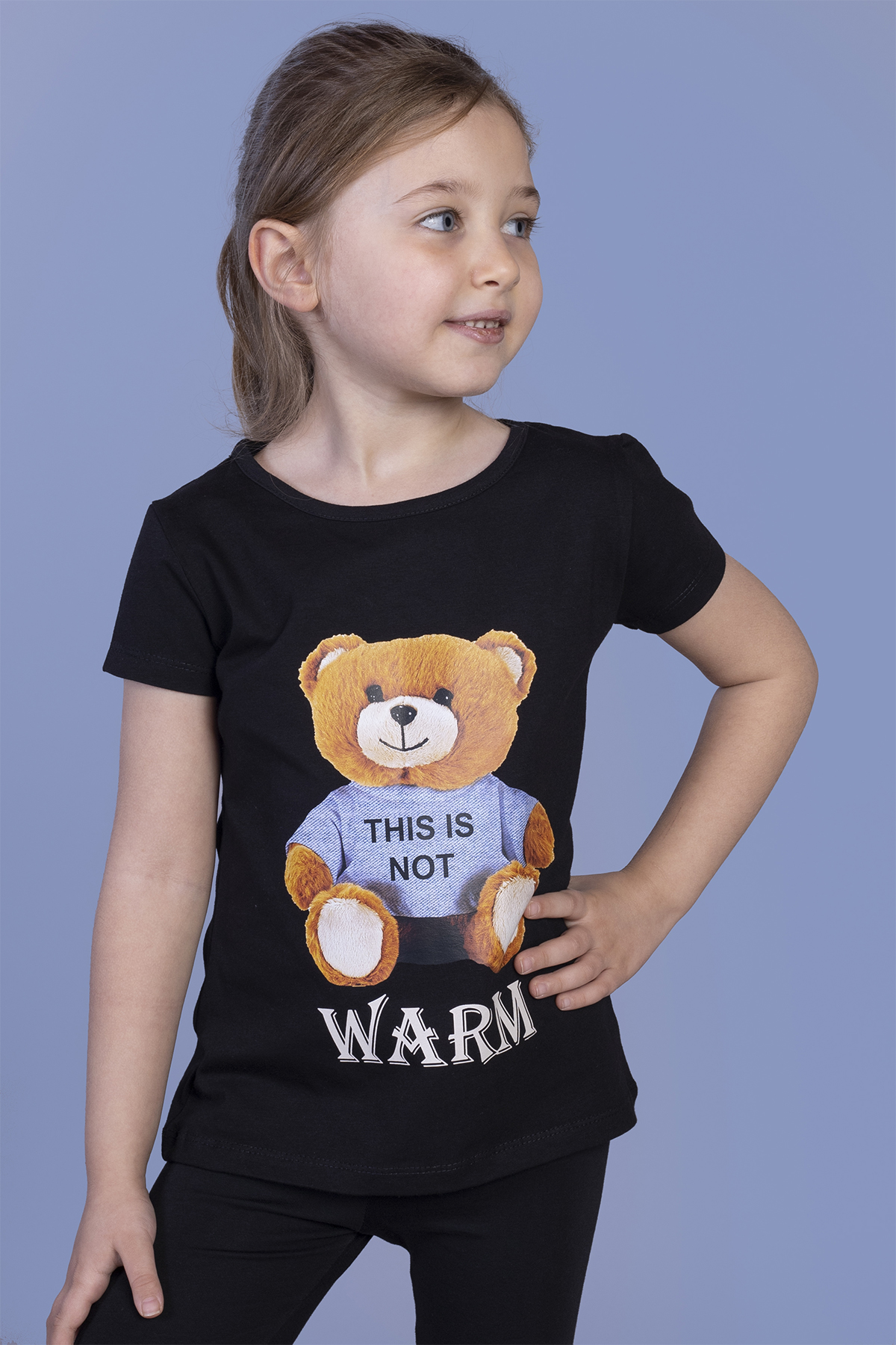 Toontoy Kız Çocuk Ayıcık Baskılı Tişört