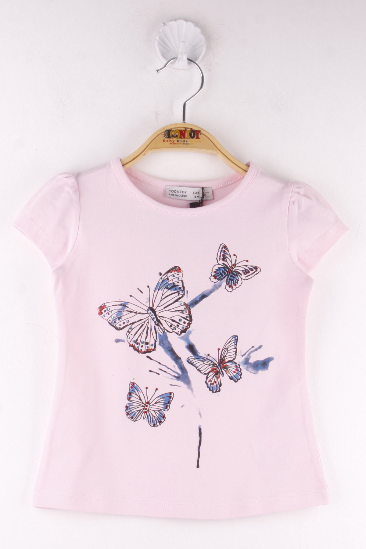 Toontoy Kız Çocuk  Kelebek Taş Baskılı T-Shirt