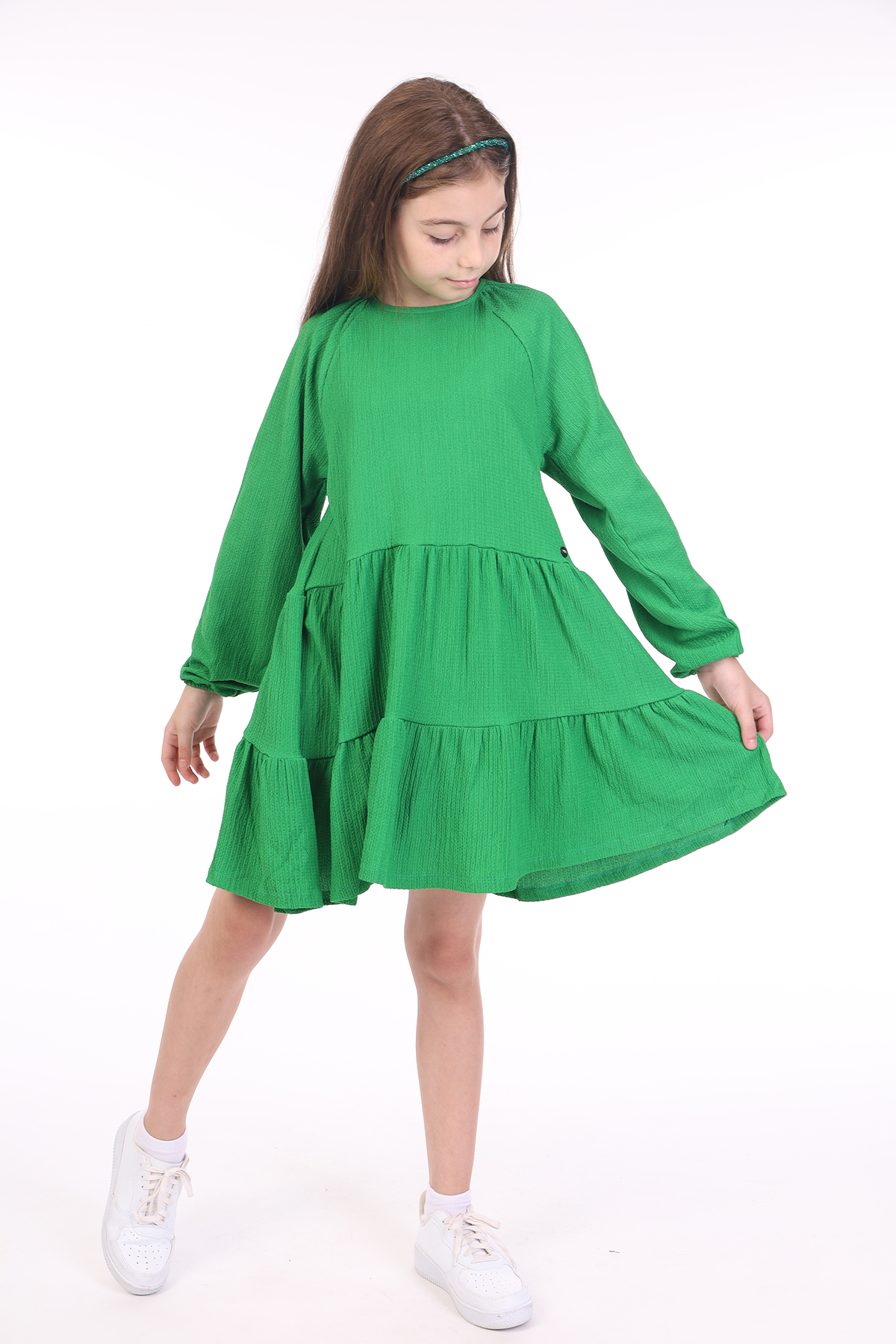 Toontoy Kız Çocuk Reglan Kol Elbise
