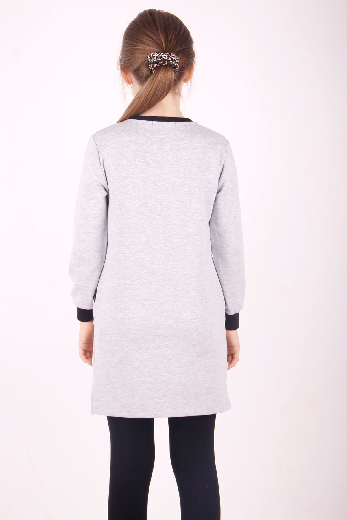 Toontoy Kız Çocuk Kapşonlu Garnili Elbise